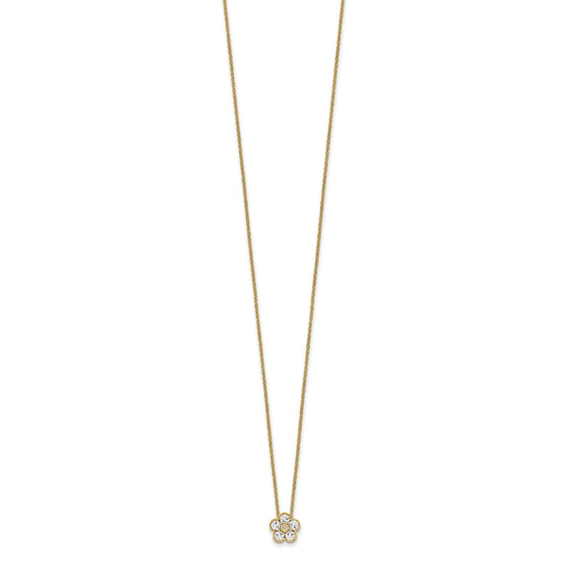 14K Yellow Gold True Origin 1/2 Carat Lab Grown Diamond Vs Def 18 Inch Floral Pendant Necklace