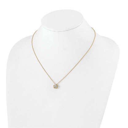 14K Yellow Gold True Origin 1/2 Carat Lab Grown Diamond Vs Def 18 Inch Floral Pendant Necklace