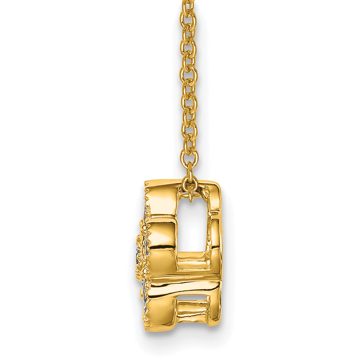 14K Yellow Gold True Origin 1/2 Carat Lab Grown Diamond Vs Def 18 Inch Floral Pendant Necklace