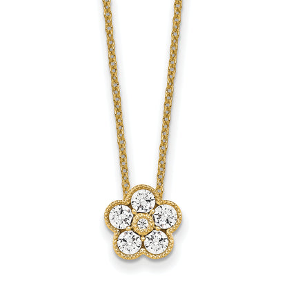 14K Yellow Gold True Origin 1/2 Carat Lab Grown Diamond Vs Def 18 Inch Floral Pendant Necklace