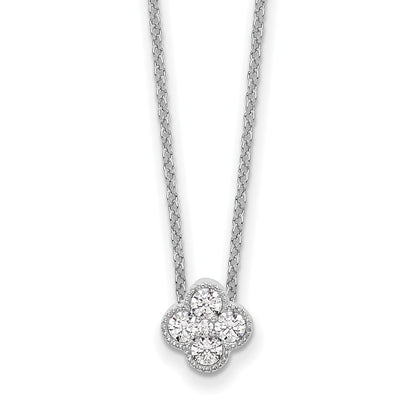 10k White Gold 1/4 Ct. Lab Grown Diamond VS/SI+ G+ 18 inch Bloom Pendant Necklace