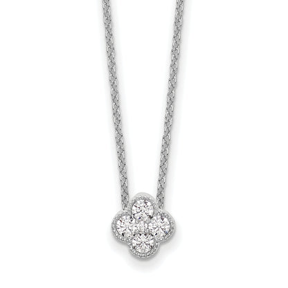 14K White Gold True Origin 1/4 Carat Lab Grown Diamond Vs Def 18 Inch Bloom Floral Pendant Necklace
