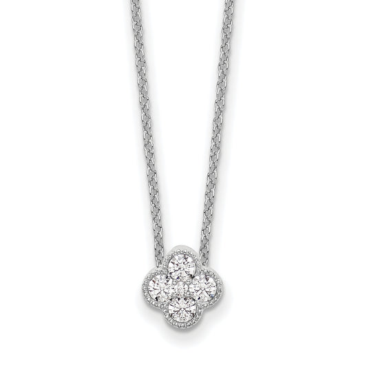 14K White Gold True Origin 1/4 Carat Lab Grown Diamond Vs Def 18 Inch Bloom Floral Pendant Necklace