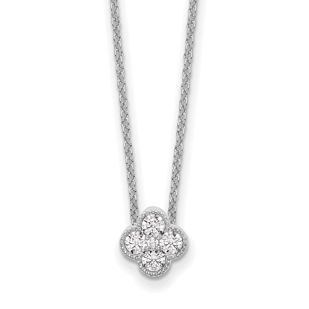 14k White Gold 1/4 Ct. Lab Grown Diamond VS/SI+ G+ 18 inch Bloom Pendant Necklace