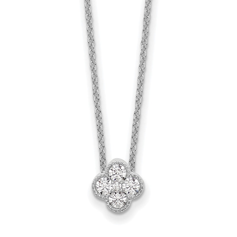 14k White Gold 1/4 Ct. Lab Grown Diamond VS/SI+ G+ 18 inch Bloom Pendant Necklace