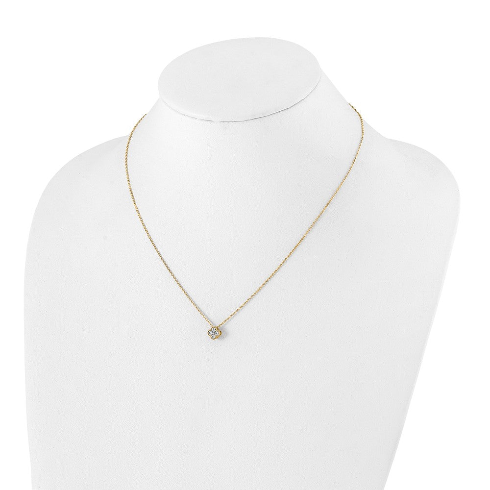 14K Yellow Gold True Origin 1/4 Carat Lab Grown Diamond Vs Def 18 Inch Bloom Floral Pendant Necklace