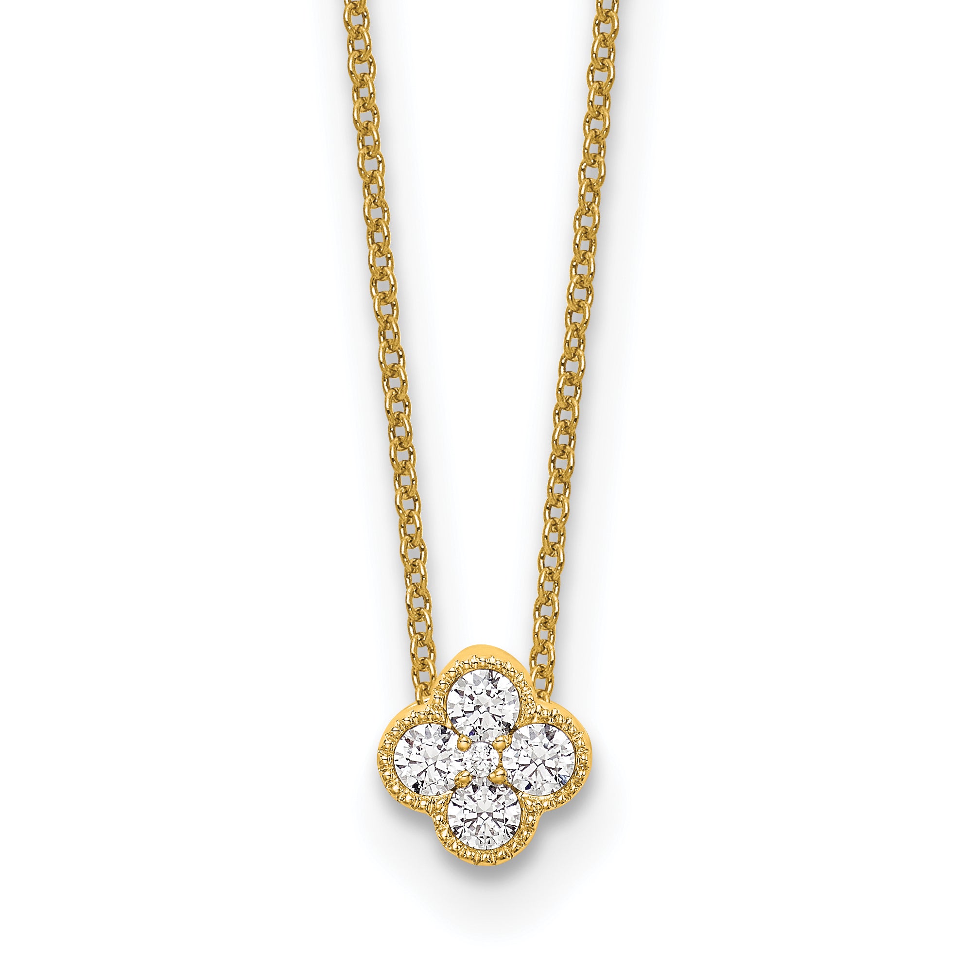 14k Yellow Gold 1/4 Ct. Lab Grown Diamond VS/SI+ G+ 18 inch Bloom Pendant Necklace