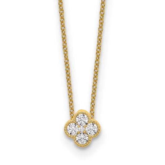 14k Yellow Gold 1/4 Ct. Lab Grown Diamond VS/SI+ G+ 18 inch Bloom Pendant Necklace