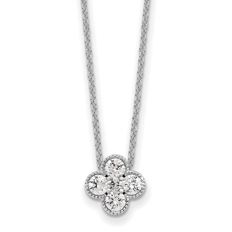 14K White Gold True Origin 1/2 Carat Lab Grown Diamond Vs Def 18 Inch Bloom Floral Pendant Necklace