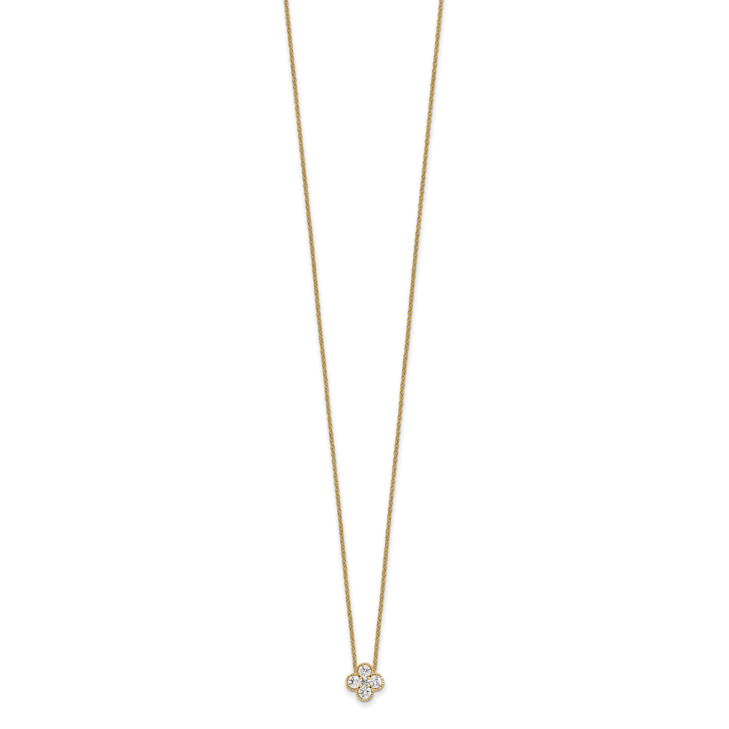 14K Yellow Gold True Origin 1/2 Carat Lab Grown Diamond Vs Def 18 Inch Bloom Floral Pendant Necklace