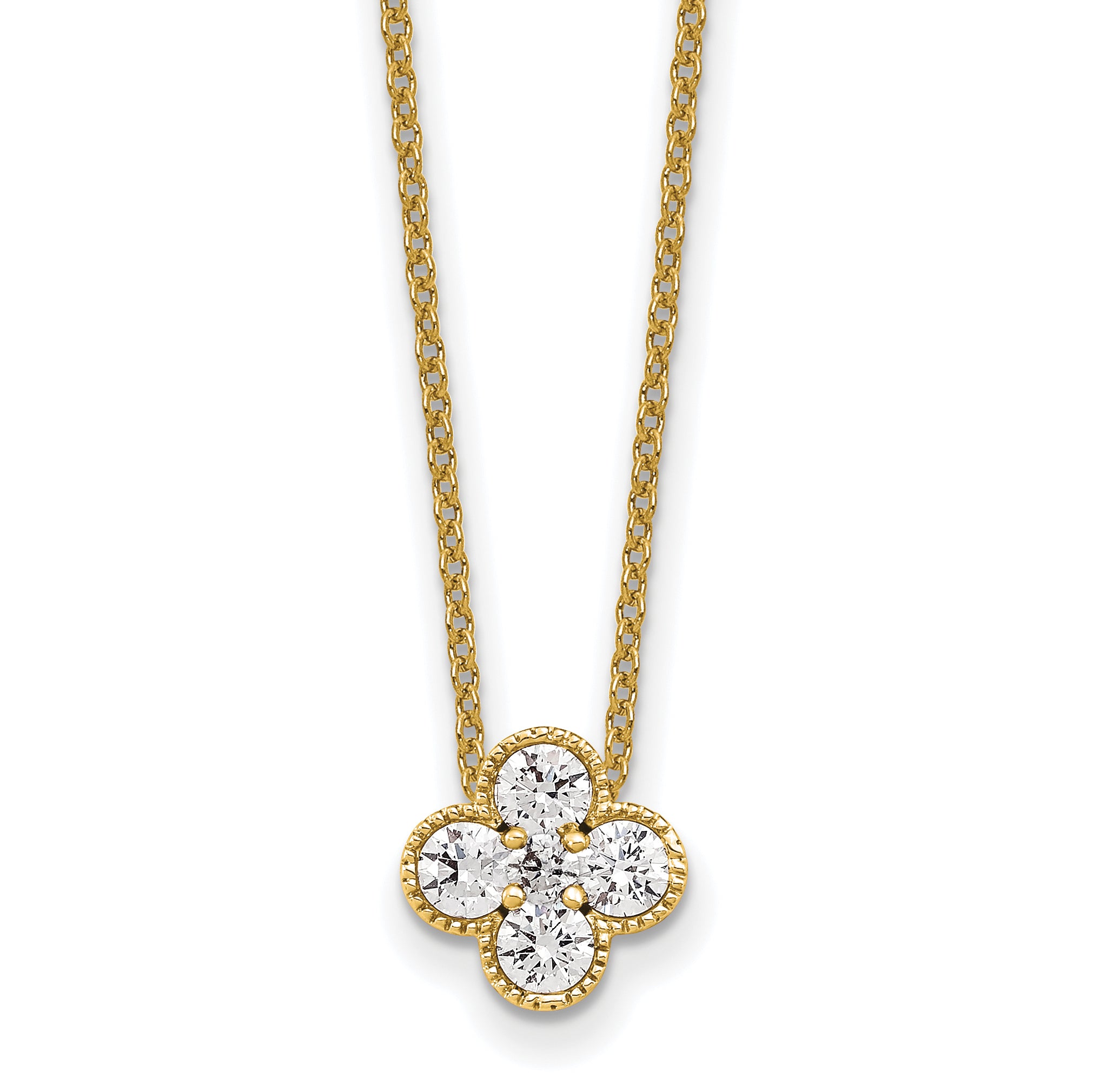 14K Yellow Gold True Origin 1/2 Carat Lab Grown Diamond Vs Def 18 Inch Bloom Floral Pendant Necklace