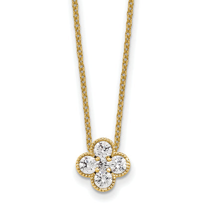 14K Yellow Gold True Origin 1/2 Carat Lab Grown Diamond Vs Def 18 Inch Bloom Floral Pendant Necklace
