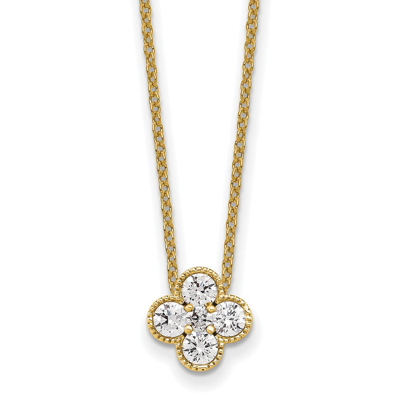 14K Yellow Gold True Origin 1/2 Carat Lab Grown Diamond Vs Def 18 Inch Bloom Floral Pendant Necklace