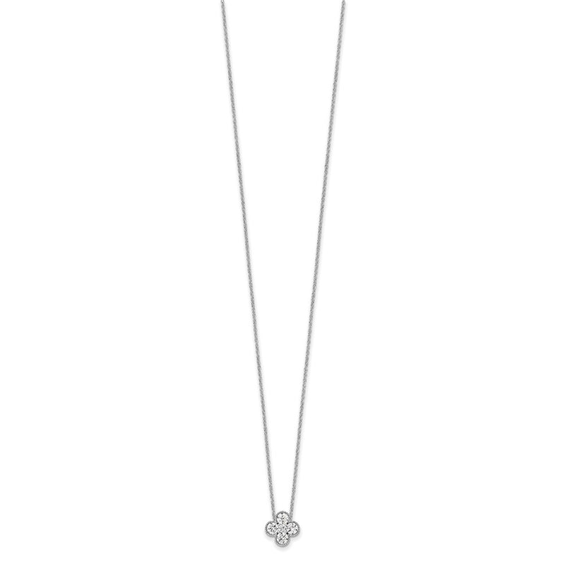 14K White Gold True Origin 3/4 Carat Lab Grown Diamond Vs Def 18 Inch Bloom Floral Pendant Necklace