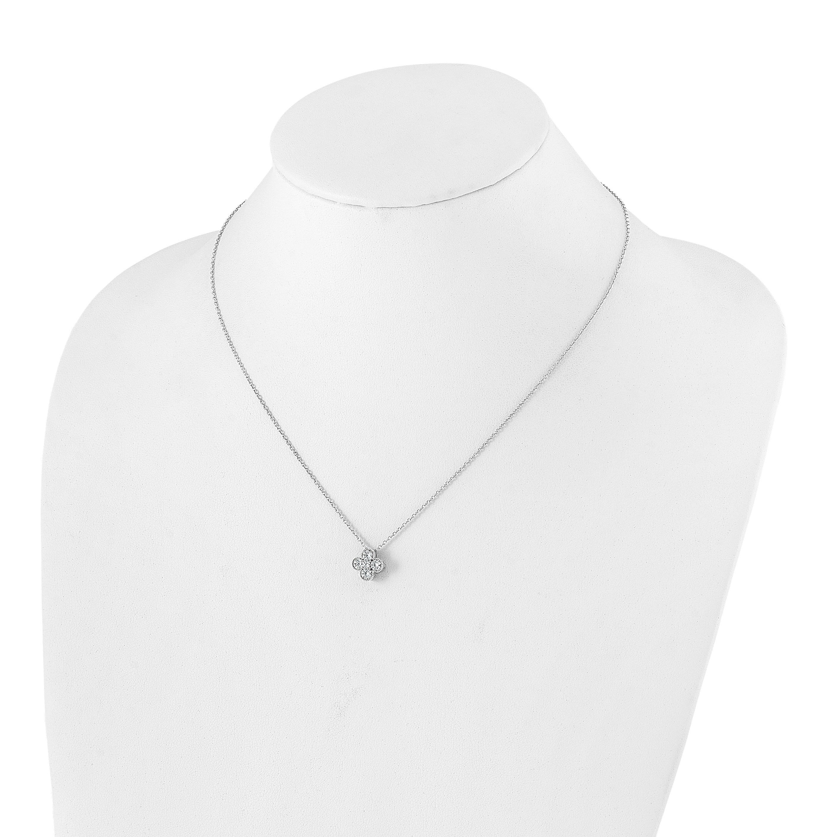 14K White Gold True Origin 3/4 Carat Lab Grown Diamond Vs Def 18 Inch Bloom Floral Pendant Necklace
