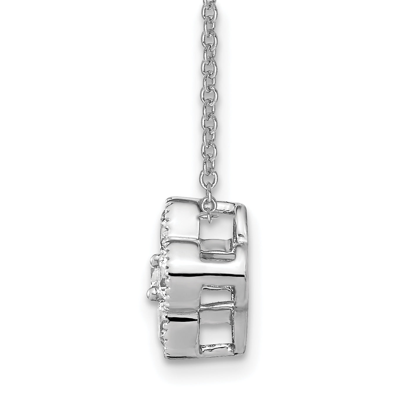 14K White Gold True Origin 3/4 Carat Lab Grown Diamond Vs Def 18 Inch Bloom Floral Pendant Necklace