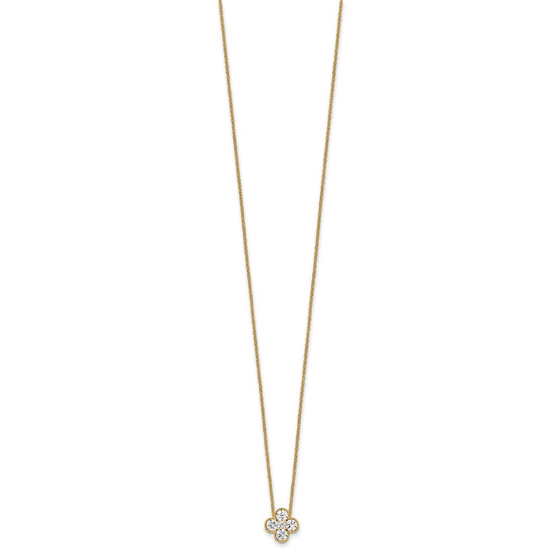 14K Yellow Gold True Origin 3/4 Carat Lab Grown Diamond Vs Def 18 Inch Bloom Floral Pendant Necklace