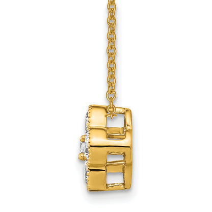 14K Yellow Gold True Origin 3/4 Carat Lab Grown Diamond Vs Def 18 Inch Bloom Floral Pendant Necklace