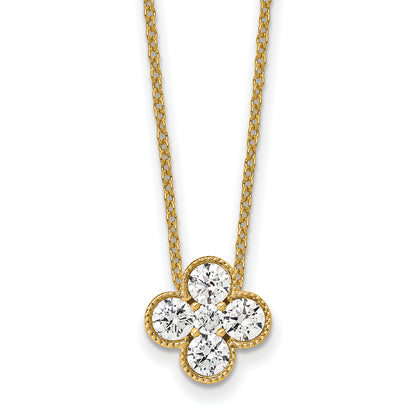 14K Yellow Gold True Origin 3/4 Carat Lab Grown Diamond Vs Def 18 Inch Bloom Floral Pendant Necklace