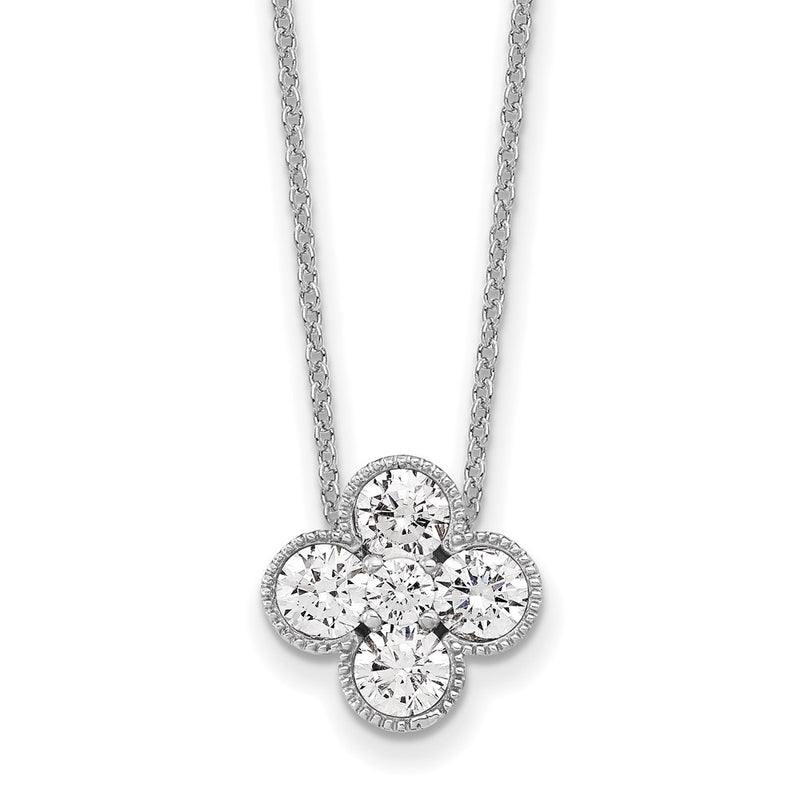 14K White Gold True Origin 1 Carat Lab Grown Diamond Vs Def 18 Inch Bloom Floral Pendant Necklace