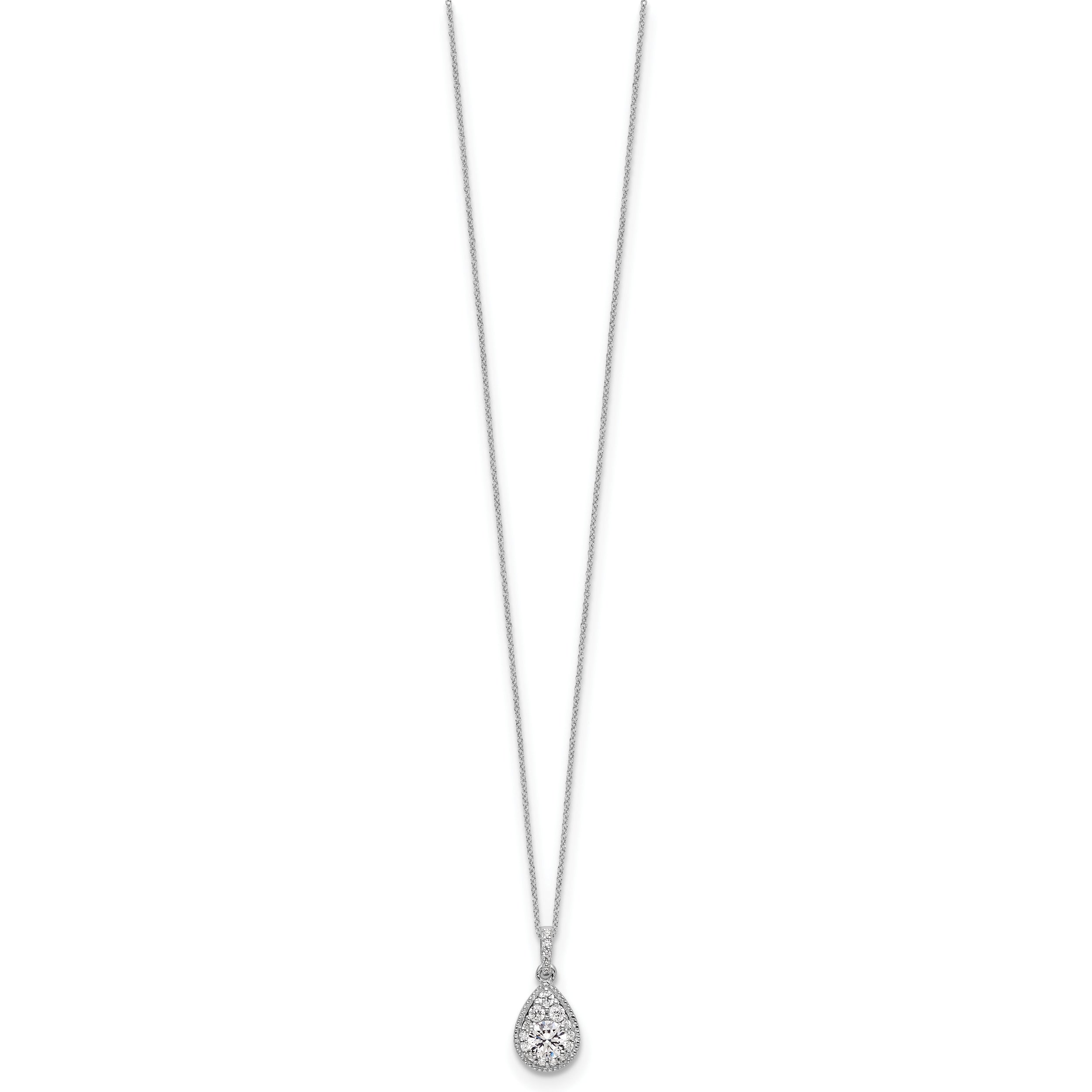 10k White Gold 1/2 Ct. Lab Grown Diamond VS/SI+ G+ 18 inch Teardrop Pendant Necklace