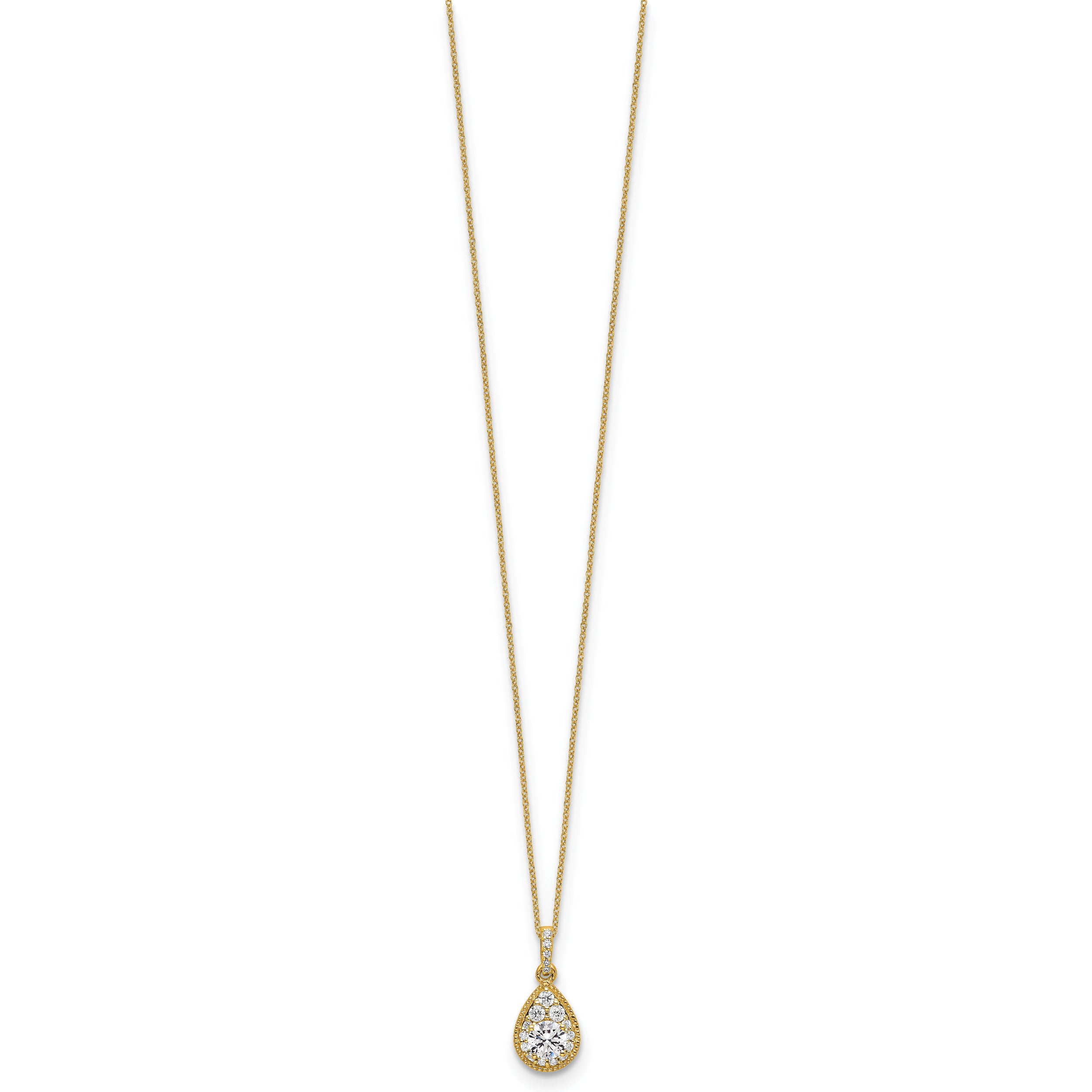 14k Yellow Gold 1/2 Ct. Lab Grown Diamond VS/SI+ G+ 18 inch Teardrop Pendant Necklace
