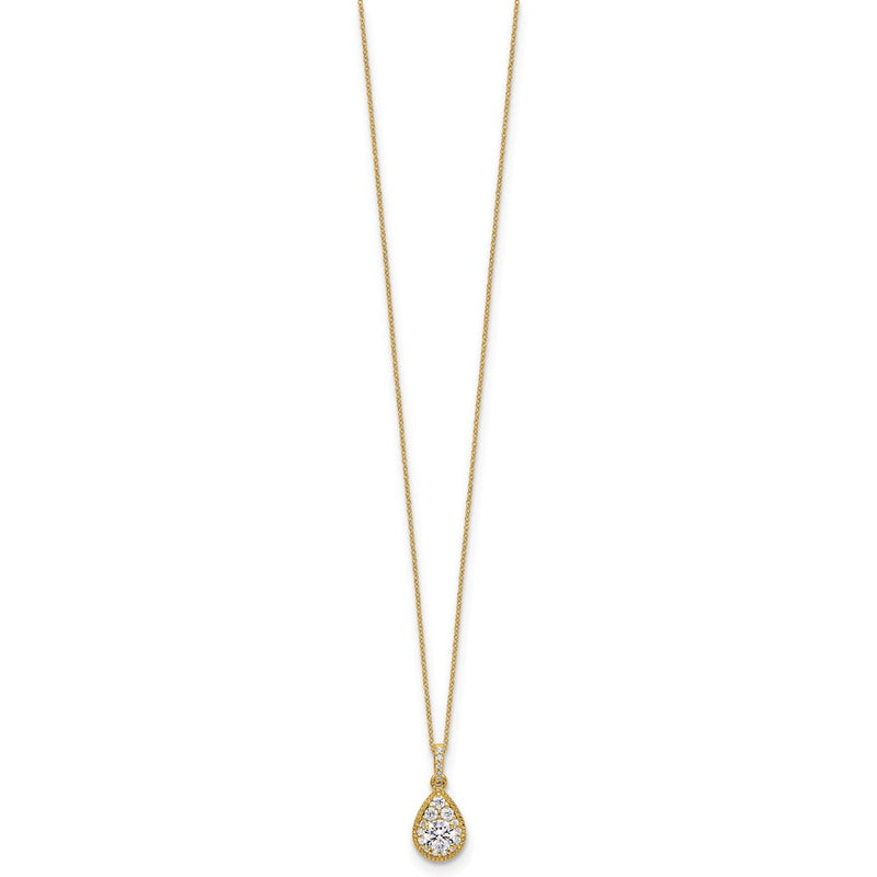 14k Yellow Gold 1/2 Ct. Lab Grown Diamond VS/SI+ G+ 18 inch Teardrop Pendant Necklace