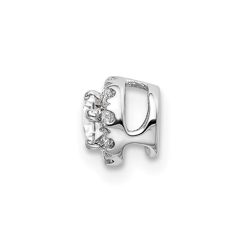14k White Gold 1/4 Ct. Lab Grown Diamond VS/SI+ G+ Round Halo Chain Slide Pendant