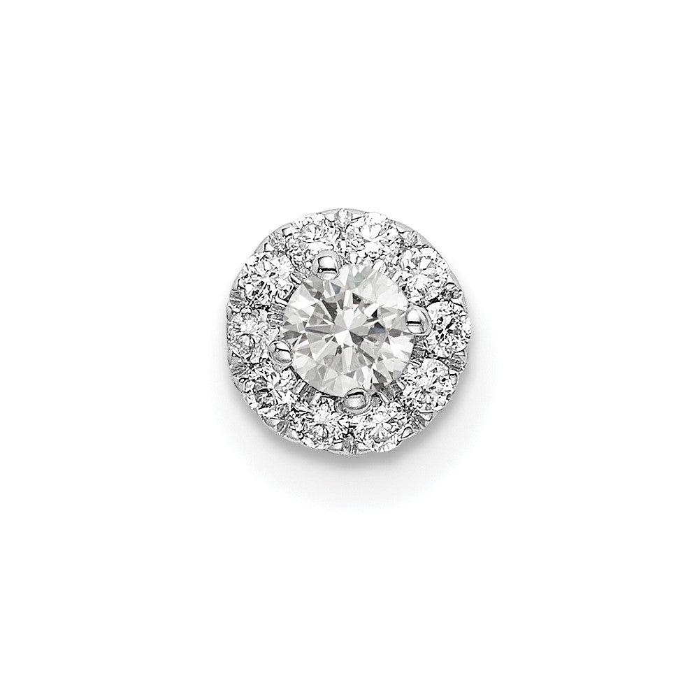 14k White Gold 1/4 Ct. Lab Grown Diamond VS/SI+ G+ Round Halo Chain Slide Pendant