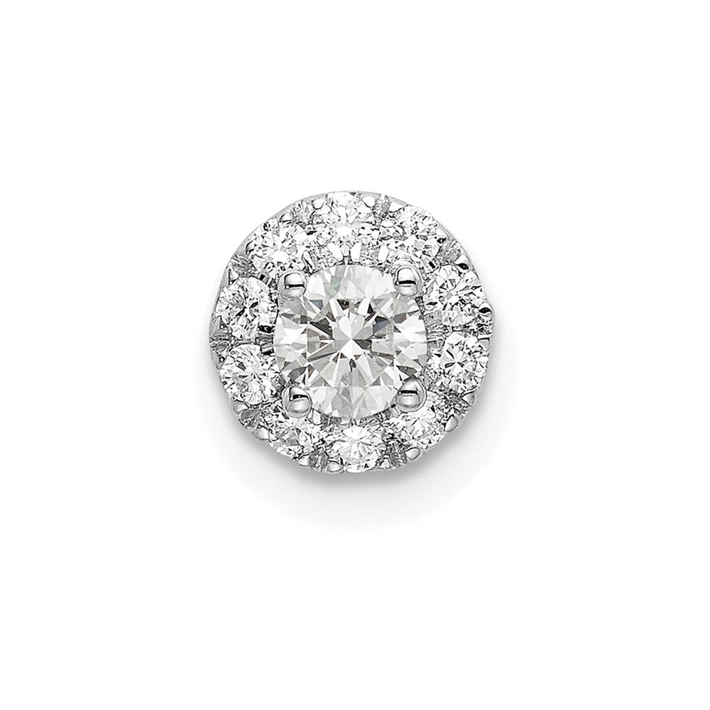 14k White Gold 1/3 Ct. Lab Grown Diamond VS/SI+ G+ Round Halo Chain Slide Pendant