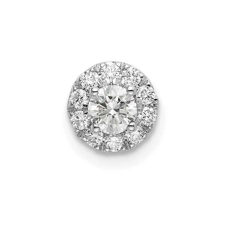 14k White Gold 1/3 Ct. Lab Grown Diamond VS/SI+ G+ Round Halo Chain Slide Pendant