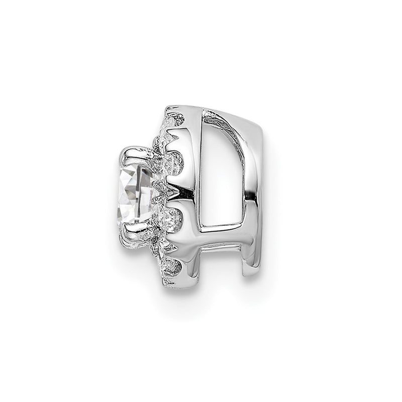 14k White Gold 1/2 Ct. Lab Grown Diamond VS/SI+ G+ Round Halo Chain Slide Pendant