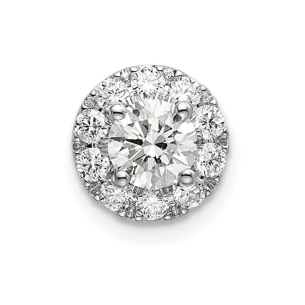 14k White Gold 3/4 Ct. Lab Grown Diamond VS/SI+ G+ Round Halo Chain Slide Pendant