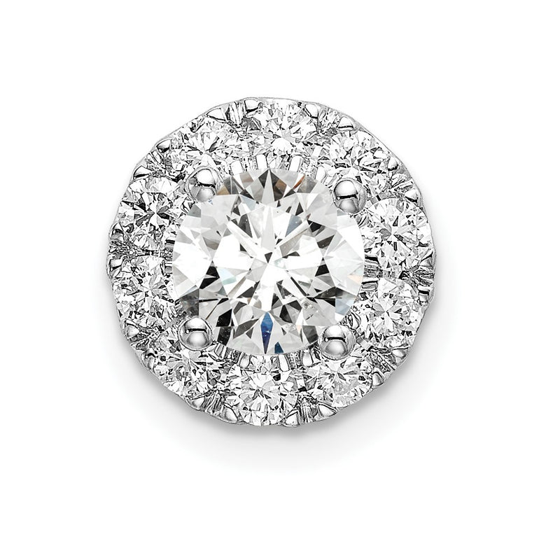14k White Gold 1 Ct. Lab Grown Diamond VS/SI+ G+ Round Halo Chain Slide Pendant