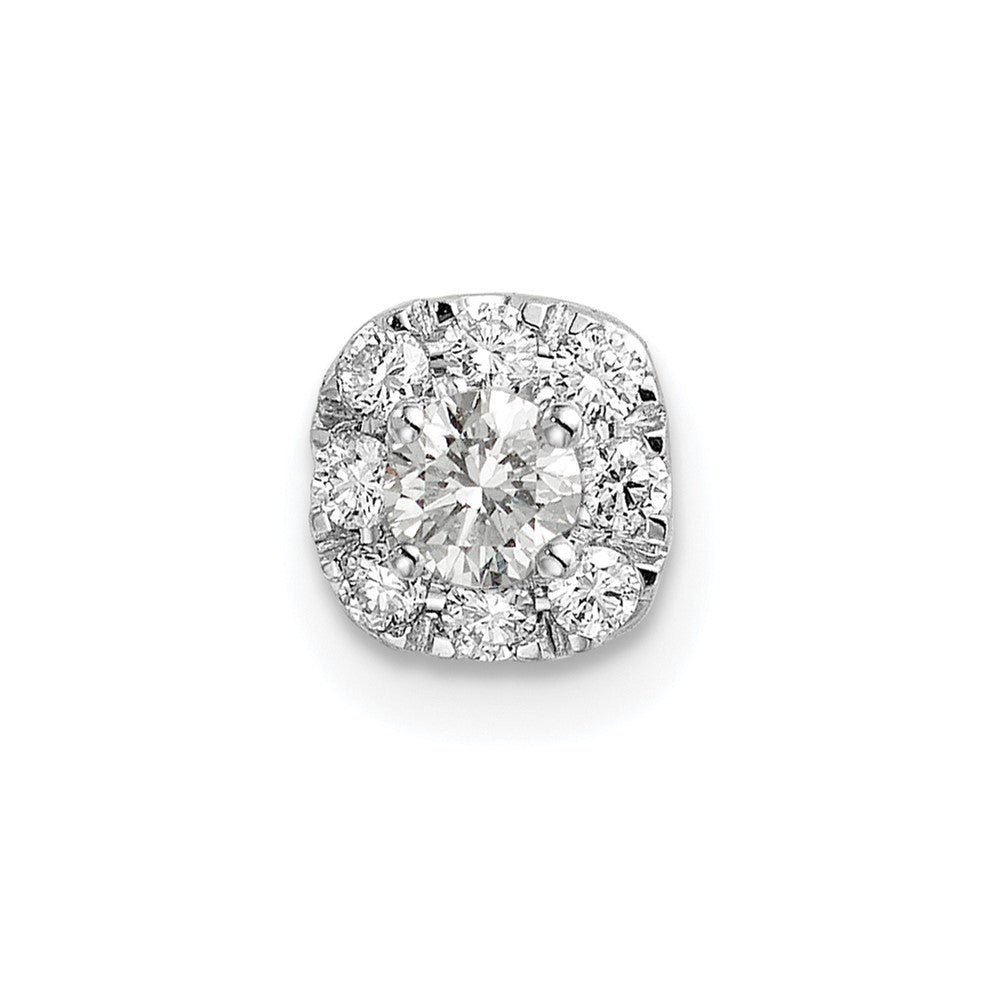 14k White Gold 1/4 Ct. Lab Grown Diamond VS/SI+ G+ Cushion Halo Chain Slide Pendant