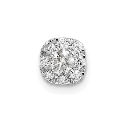 14k White Gold 1/4 Ct. Lab Grown Diamond VS/SI+ G+ Cushion Halo Chain Slide Pendant