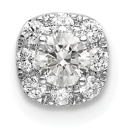 14k White Gold 1/3 Ct. Lab Grown Diamond VS/SI+ G+ Cushion Halo Chain Slide Pendant