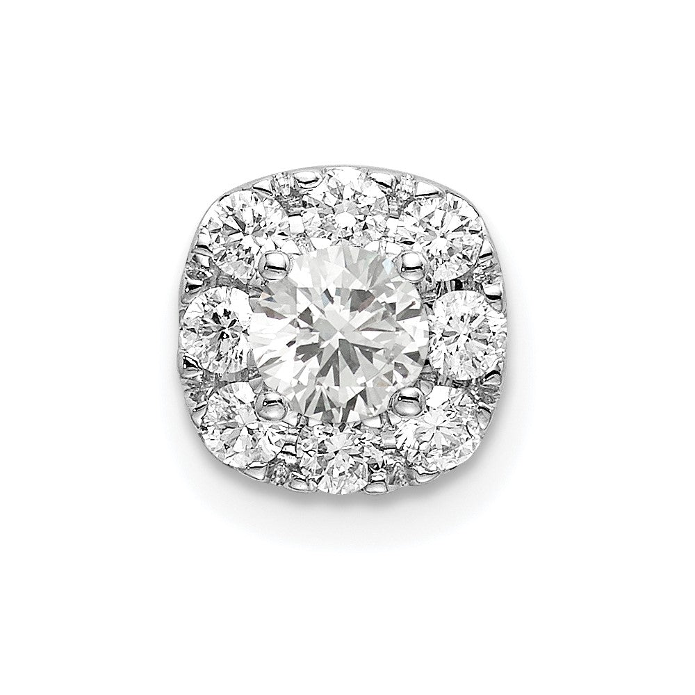 14k White Gold 1/2 Ct. Lab Grown Diamond VS/SI+ G+ Complete Cushion Halo Chain Slide Pendant