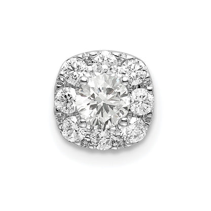 14k White Gold 1/2 Ct. Lab Grown Diamond VS/SI+ G+ Complete Cushion Halo Chain Slide Pendant