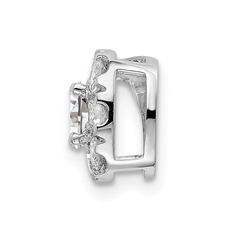 14k White Gold 3/4 Ct. Lab Grown Diamond VS/SI+ G+ Cushion Halo Chain Slide Pendant