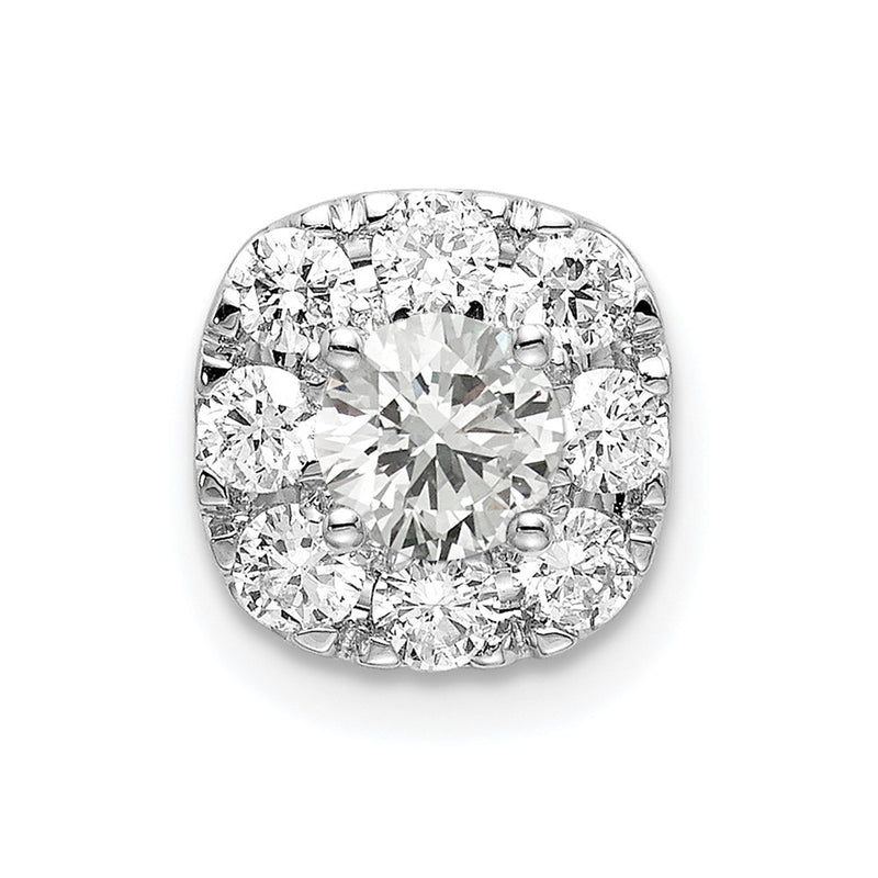 14k White Gold 3/4 Ct. Lab Grown Diamond VS/SI+ G+ Cushion Halo Chain Slide Pendant