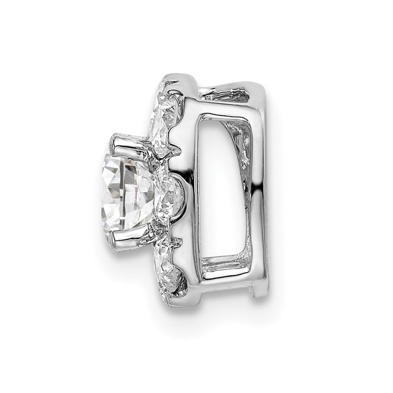 14k White Gold 1 Ct. Lab Grown Diamond VS/SI+ G+ Cushion Halo Chain Slide Pendant