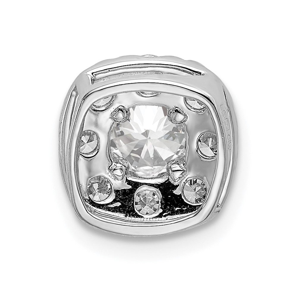14k White Gold 1 Ct. Lab Grown Diamond VS/SI+ G+ Cushion Halo Chain Slide Pendant