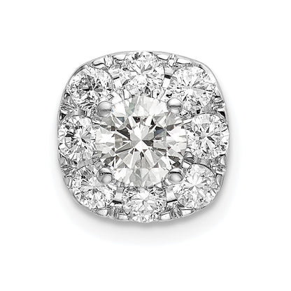 14k White Gold 1 Ct. Lab Grown Diamond VS/SI+ G+ Cushion Halo Chain Slide Pendant
