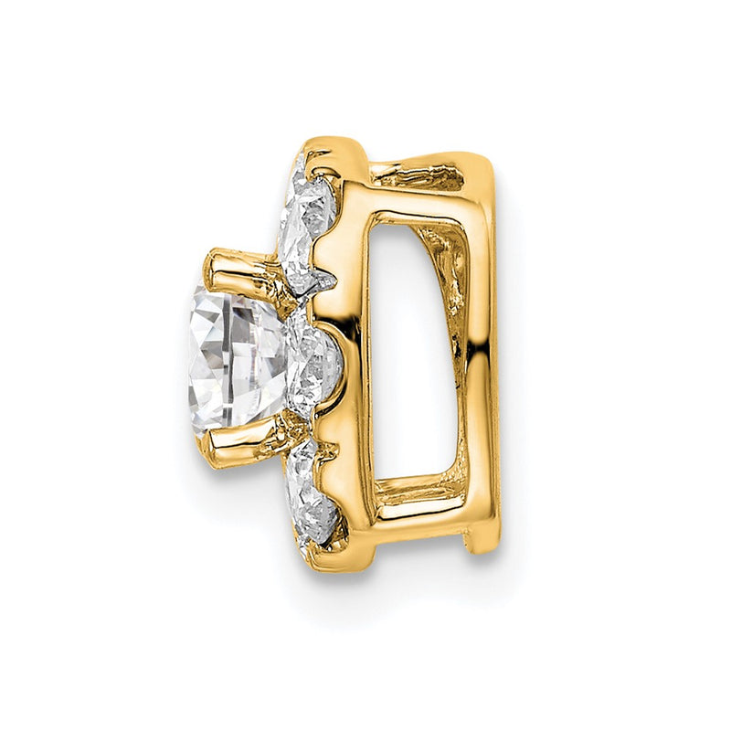 14k Yellow Gold 1 Ct. Lab Grown Diamond VS/SI+ G+ Cushion Halo Chain Slide Pendant