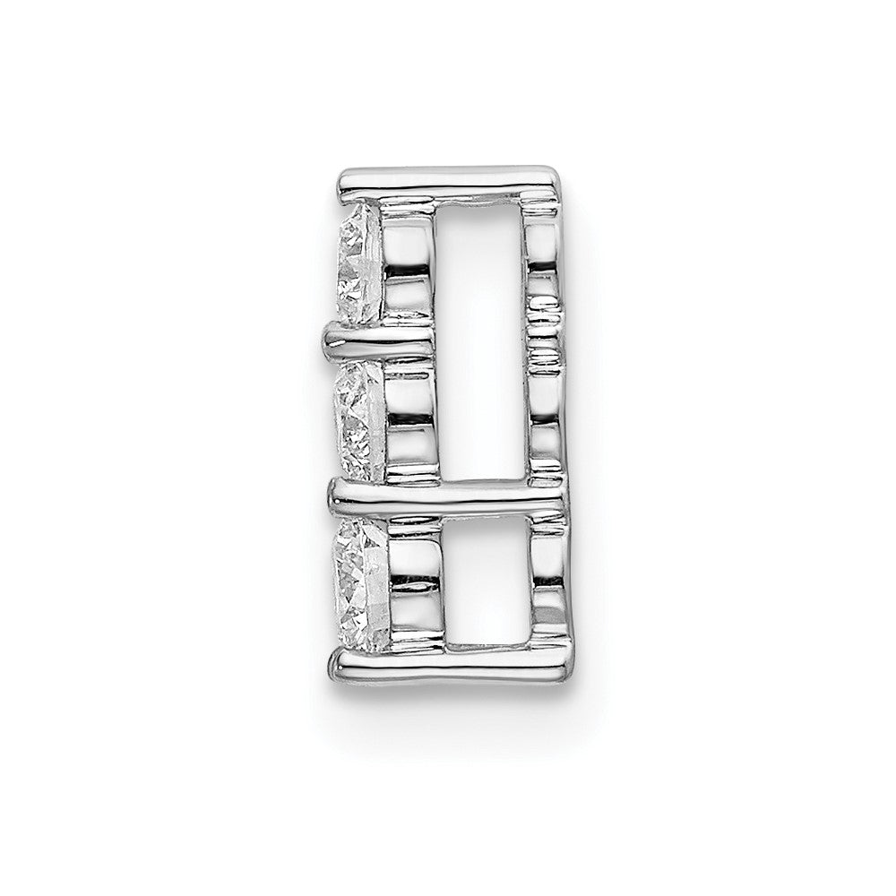 14k White Gold 1/4 Ct. Lab Grown Diamond VS/SI+ G+ Three Stone Chain Slide Pendant
