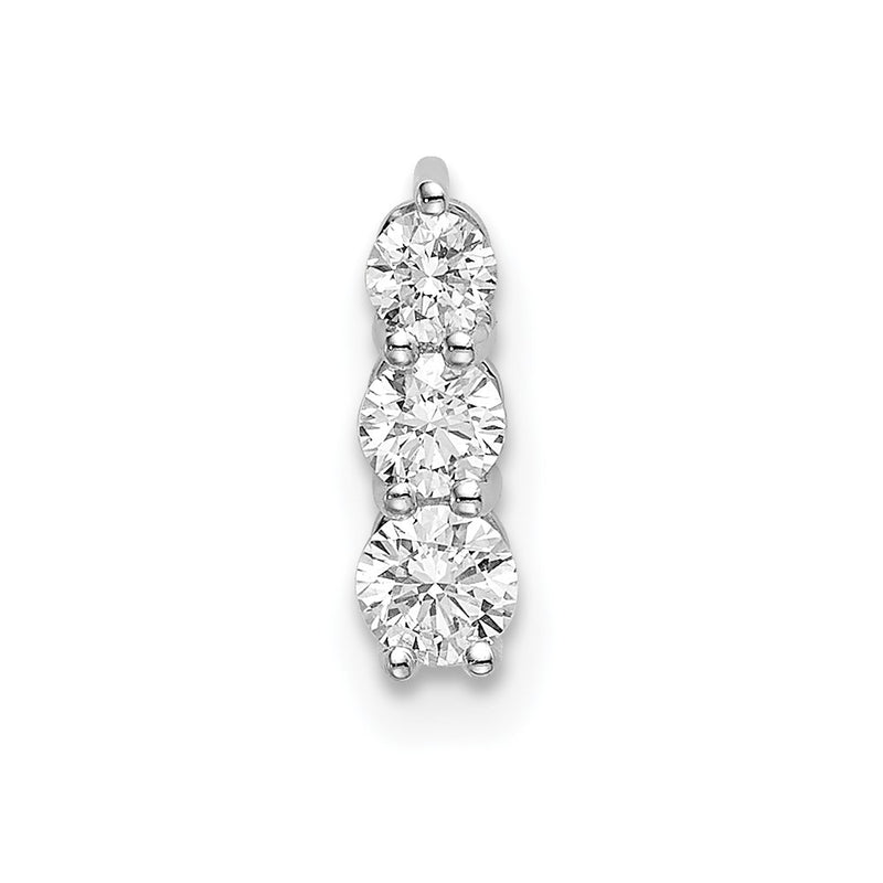 14k White Gold 1/4 Ct. Lab Grown Diamond VS/SI+ G+ Three Stone Chain Slide Pendant