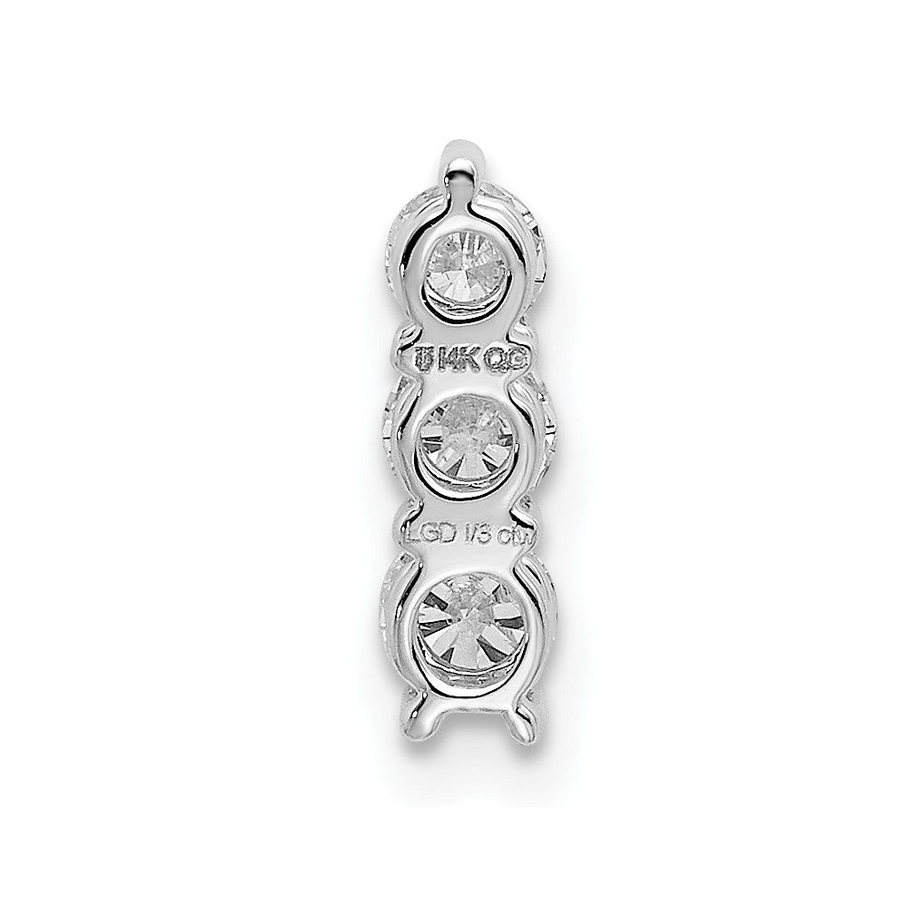 14k White Gold 1/3 Ct. Lab Grown Diamond VS/SI+ G+ Three Stone Chain Slide Pendant