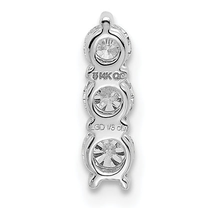 14k White Gold 1/3 Ct. Lab Grown Diamond VS/SI+ G+ Three Stone Chain Slide Pendant