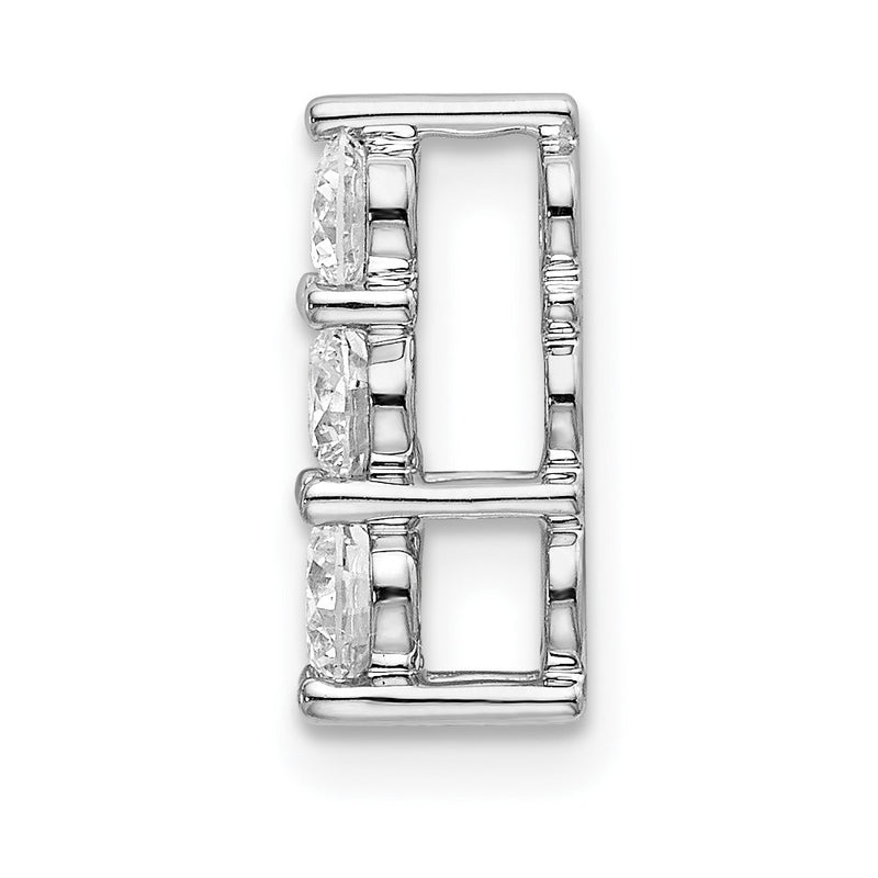 14k White Gold 1/2 Ct. Lab Grown Diamond VS/SI+ G+ Three Stone Chain Slide Pendant